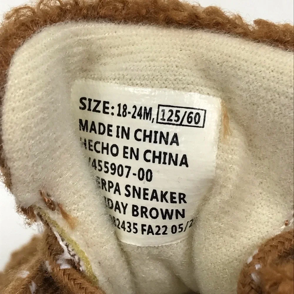 Baby Gap Fuzzy Sneakers Shoes Sherpa Brown Lisa Size 5 18 To‎ 24 Months